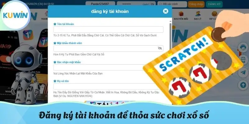 Đăng ký tài khoản để thỏa sức chơi xổ số
